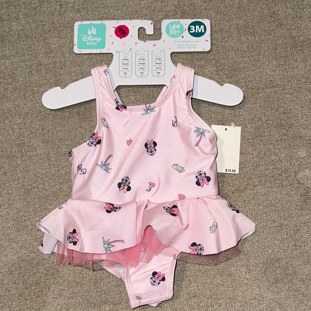 Disney Pink Minnie Mouse Swimsuit with Ruffles